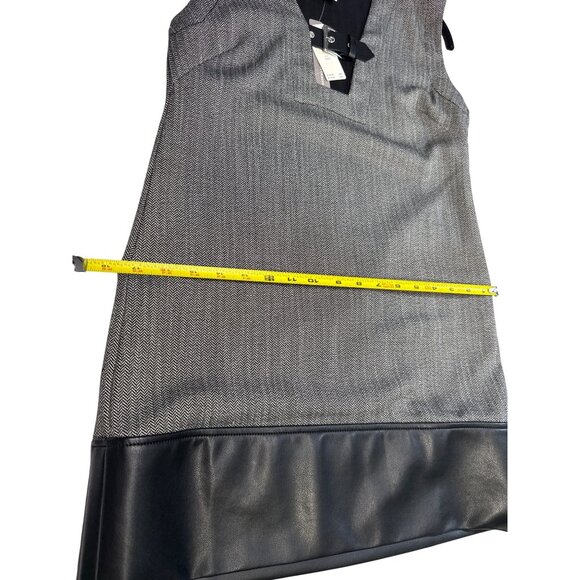 Maeve Anthropologie Sleeveless Sheath Dress Gray Black Faux Leather Hem XXS NWT - Picture 12 of 16